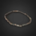 Ancient Bead Necklace With Cylindrical And Square Vintage Brown Gray Beads
