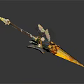 Fantasy Spear Weapon With Intricate Mechanical Design And Yellow Tip