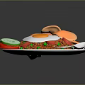 Household Dinnerware Set Including Plate Spoon And Fork For Daily Food Serving