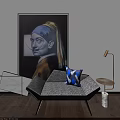 Modern Single Sofa With Patterned Upholstery Blue And White Checkered Pillow And Floor Lamp
