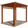 Wooden Outdoor Pergola With Lattice Top Design And Concrete Base Supporting Posts