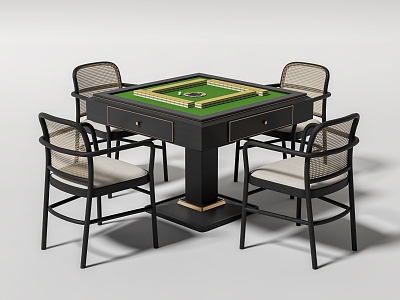 New Chinese Mahjong Table and Chair Mahjong Table Rattan Chair 3d model