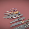 Vintage Knives and Daggers Collection With Various Handles and Blade Designs