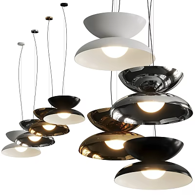 Stylish Modern Bowl Shaped Pendant Lights In Black Gold Silver White Lighting Design 3d model