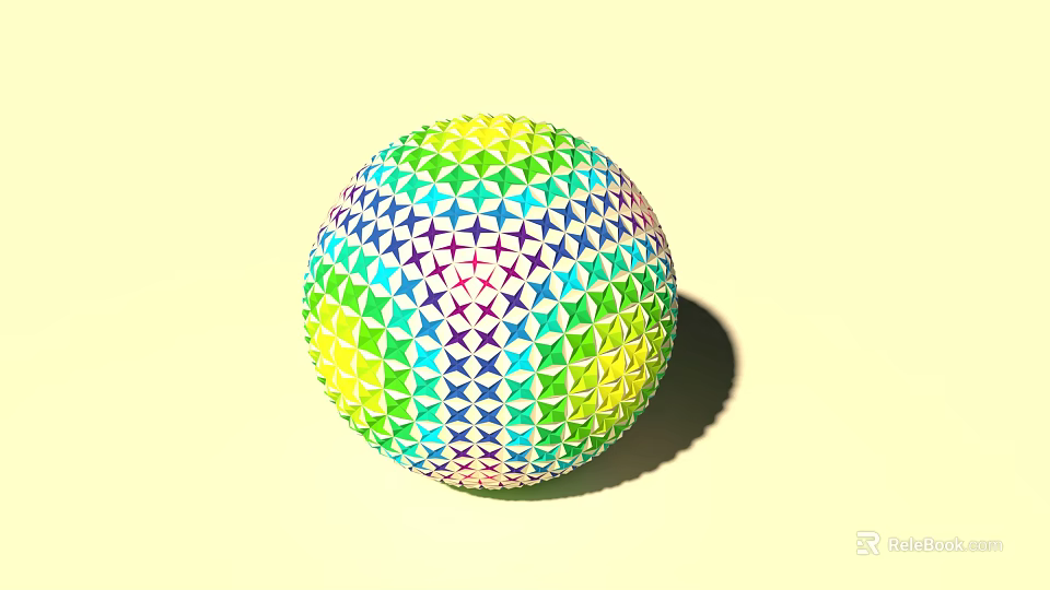 Colorful Geometric Patterned Sports Ball With Vibrant Multicolors For Physical Activity Equipment 3d model 