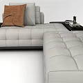 Light Gray Sectional Sofa With Tufted Design Accent Pillows And Side Table 3d model