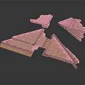 Geometric Wooden Sculpture Carving Pieces With Angular Shapes And Layered Design