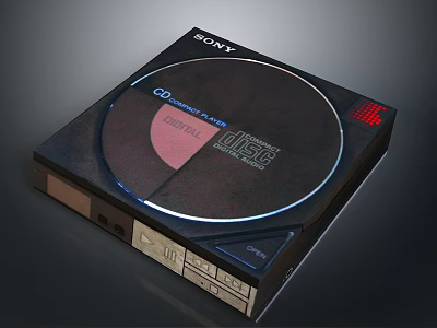 Sony Portable CD Player With Digital Display And Control Panel 3d model