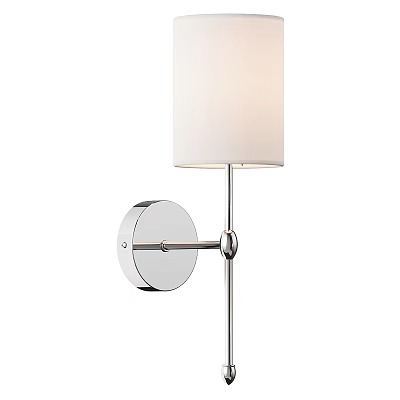 Modern Wall Sconce With White Fabric Shade And Chrome Finish Design 3d model