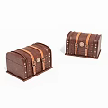 Vintage Brown Wooden Storage Chests With Metal Buckles And Leather Straps