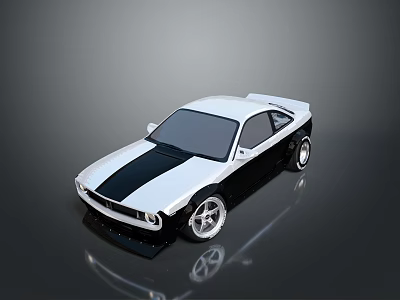 Sleek Black and White Two Door Sports Car with Silver Wheels and Modern Design 3d model