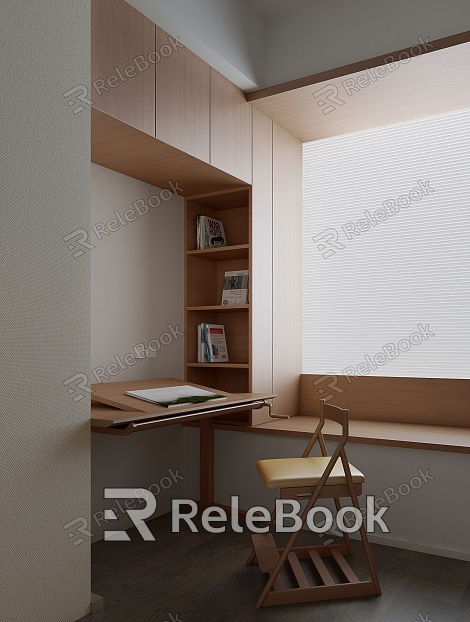 Modern study desk and chair combination model