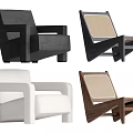 Single Chair Designs With Upholstered Seats Wooden Frames And Woven Backs