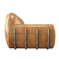 Brown Leather Sectional Sofa With Tufted Buttons And Curved Armrest For Living Room Interior