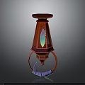 Red Lantern With Decorative Ring Base And Purple Blue Accents Vibrant Design