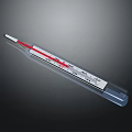 Transparent Glass Thermometer With Red Liquid On Dark Background And Temperature Scale 3d model