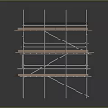 Multi Level Scaffolding Equipment With Metal Frames And Wooden Planks