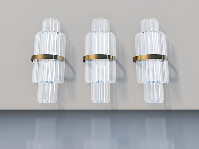 Transparent Glass Swing Door With Gold Metal Ring Wall Mounted Design 3d model