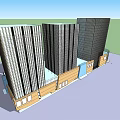 Modern Office Towers With Glass Curtain Walls And Brown Base Structure