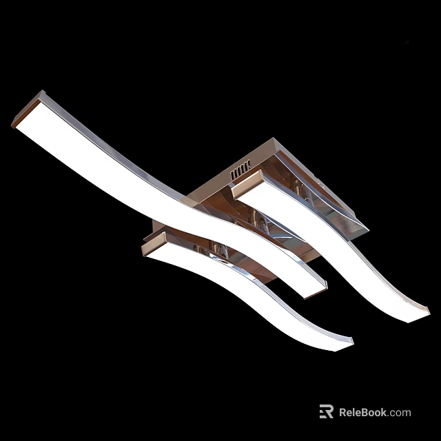 Modern Curved Ceiling Light with Sleek White LED Light Strips and Contemporary Design 3d model