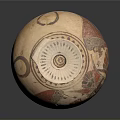 Traditional Clay Jar Sculpture With Painted Designs Rounded Shape And Lid