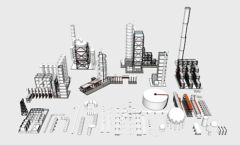 Modern Industrial LOFT Equipment Refinery Facility Equipment 3d model