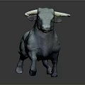 Blue Bull Game Movie Character With White Horns In Standing Posture