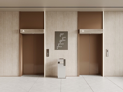 Elevator hall elevator door 3d model