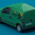 Green China Post Delivery Van Featuring Logo And Compact Design 3d model