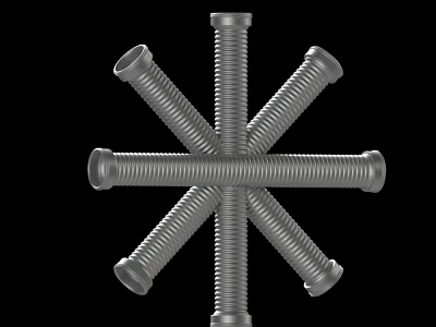Industrial Metal Flexible Pipes With Interconnected Branches In Cross Shape Structure 3d model