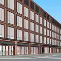 Modern Multi Story Office Building With Glass Curtain Walls And Tree Surroundings
