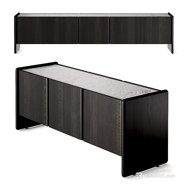 Modern Dark Wooden Entryway Cabinet And Sideboard With Sleek Storage Cabinet Design 3d model 