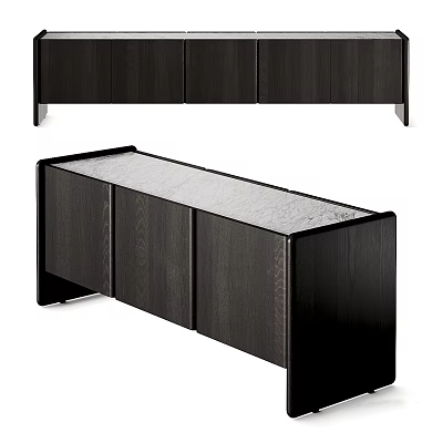 Modern Dark Wooden Entryway Cabinet And Sideboard With Sleek Storage Cabinet Design 3d model