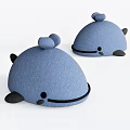 Blue Whale Shaped Fabric Sofa Stools With Cute Eyes And Tail Design 3d model