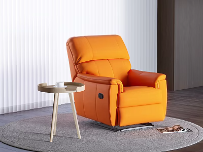 Orange Massage Chair In Modern Living Room With Side Table 3d model