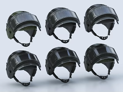 Tactical Protective Helmets With Face Shield And Various Designs And Colors 3d model