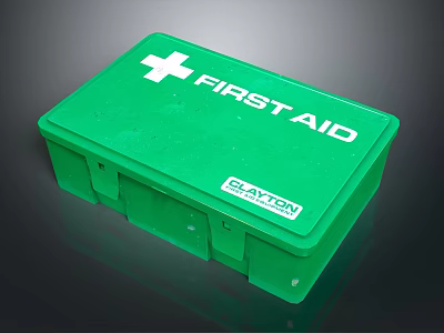 Green Claxton First Aid Kit Medical Device With White Cross For Emergency Supplies 3d model