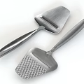 Durable Stainless Steel Kitchen Spatulas With Long Handle And Grid Pattern Surface Design