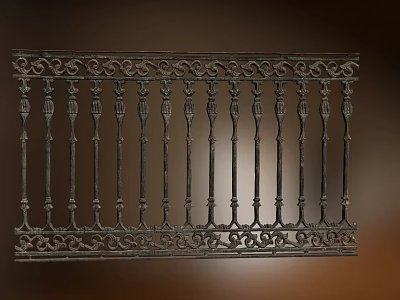 Wrought Iron Decorative Fence With Intricate Carvings Ornamental Railings And Vintage Design 3d model