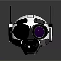 Futuristic Robot Head With White Body Black Details Top Antennas And Large Purple Eyes