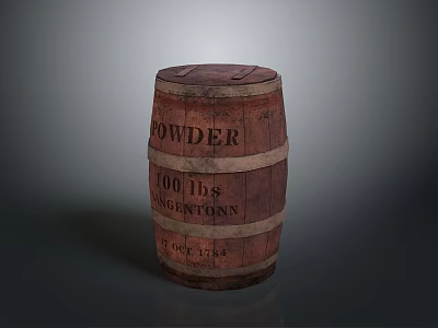 Vintage Wooden Barrel Sculpture Carving with Powder 100 lbs Middletown Oct 1784 3d model