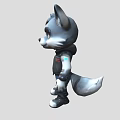 Cute Gray Wolf Game Movie Character With Black Vest And Blue Jeans