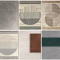 Modern Square Rugs With Geometric Patterns Stripes Circles And Various Neutral Warm Colors