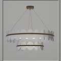 Elegant Modern Two Tiered Chandelier With Transparent Circular Panels And Golden Frame
