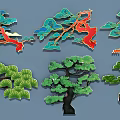 Three Dimensional Modern Pine Tree Pendant Decorations In Different Colors And Shapes