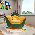 Kids Fruit Shaped Single Sofa with Cute Expressions in Children Room