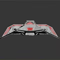 Futuristic 3D Spacecraft Model With White And Red Aerospace Design For Space Exploration