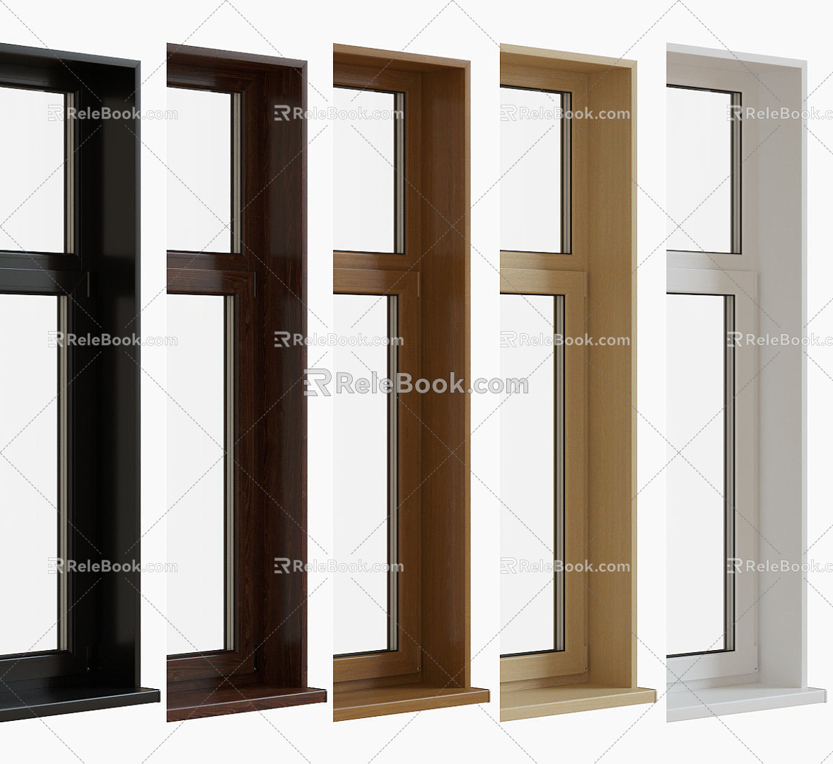 Modern casement window solid wood window 3d model