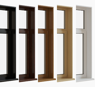 Modern casement window solid wood window 3d model