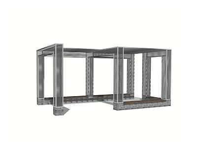 Modern Garden Landscape Open Structure With Metal Frame And Glass Panels 3d model